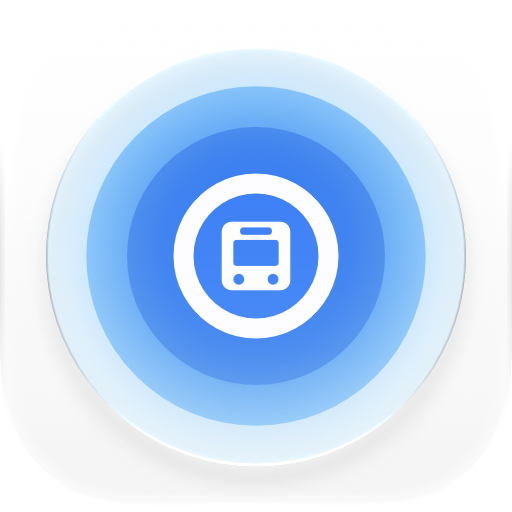 報站通 App 圖示：藍色同心圓中的公車